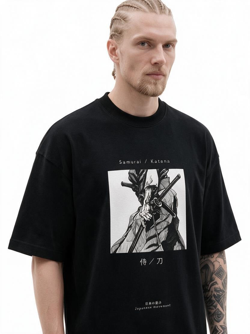 Blade of the Samurai oversized tee by IKIINK - print close-up