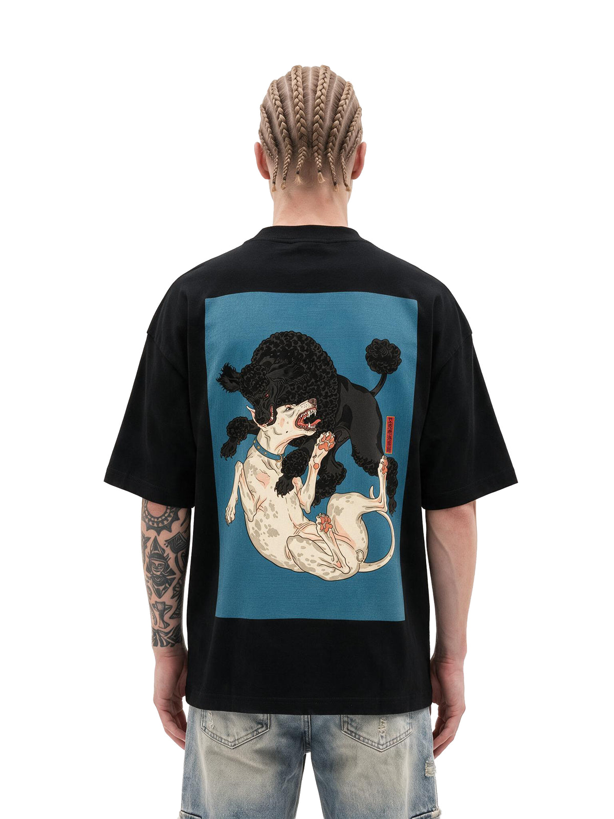 Cat vs Dog oversized tee by IKIINK - front