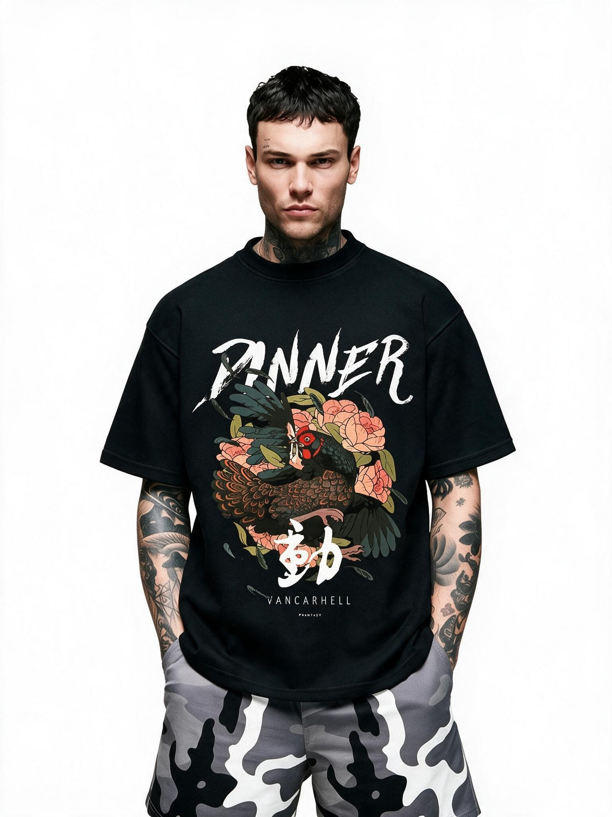 Dinner Rooster oversized tee by IKIINK - front