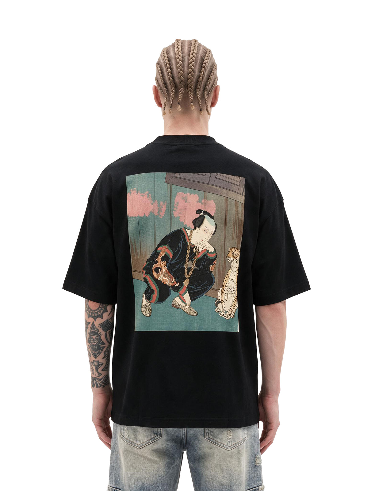 Edo Cat Lover oversized tee by IKIINK - front