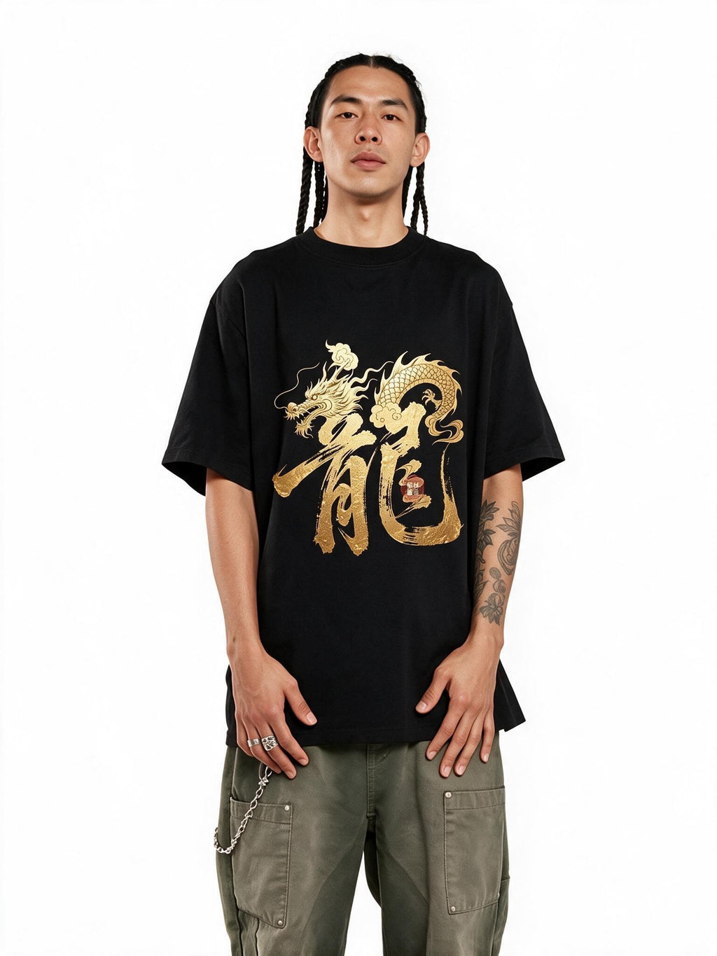 Golden Ryu oversized tee by IKIINK - front