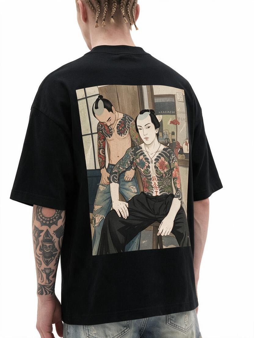 Irezumi Brothers oversized tee by IKIINK - print close-up