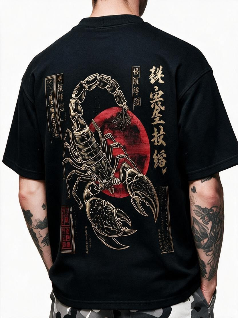 Iron Scorpion oversized tee by IKIINK - print close-up
