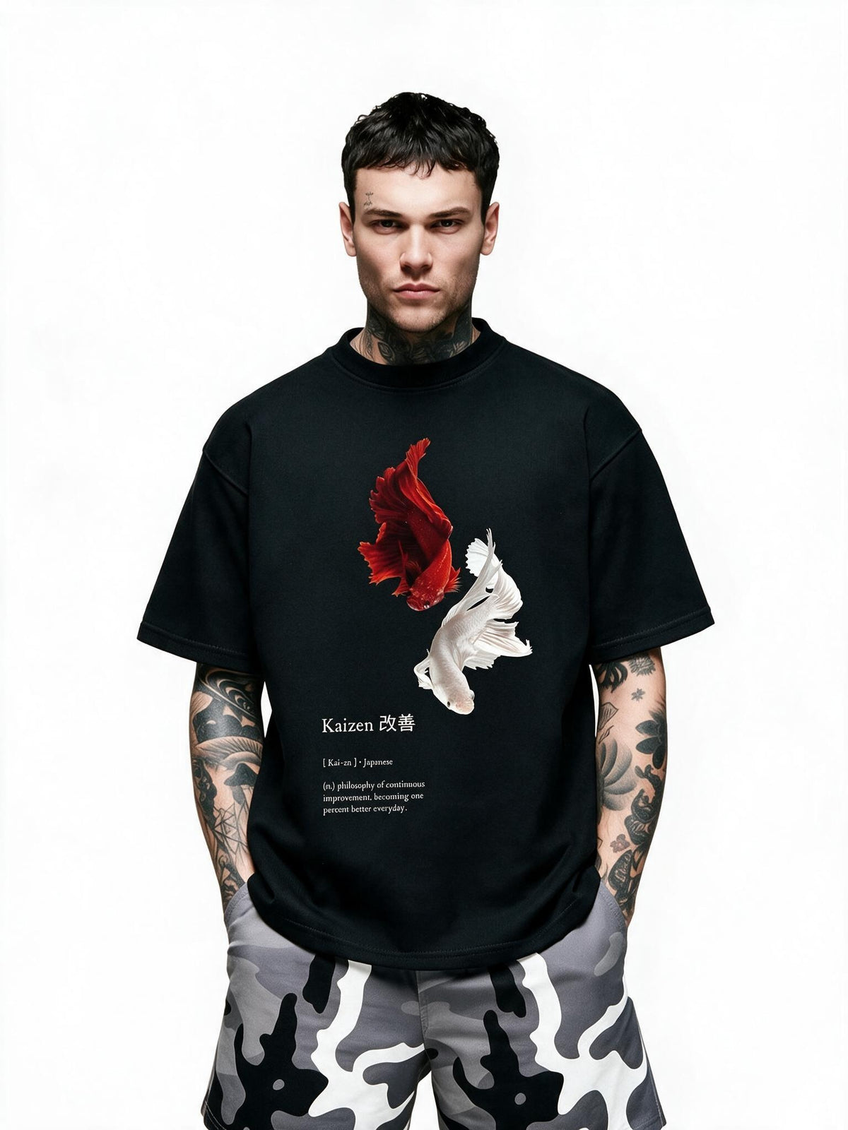 Kaizen Betta oversized tee by IKIINK - front
