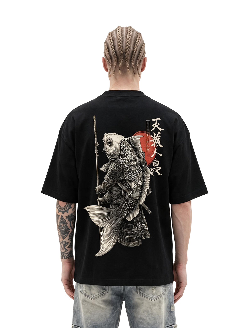 Koi Warrior oversized tee by IKIINK - front