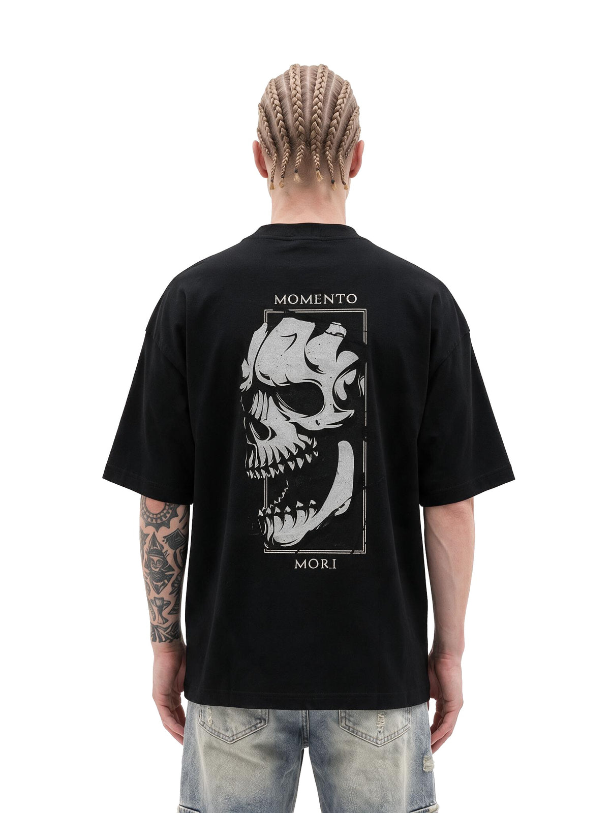 Memento Mori Skull oversized tee by IKIINK - front
