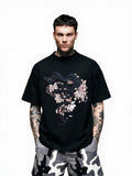 Night Serpent Bloom oversized tee by IKIINK - front