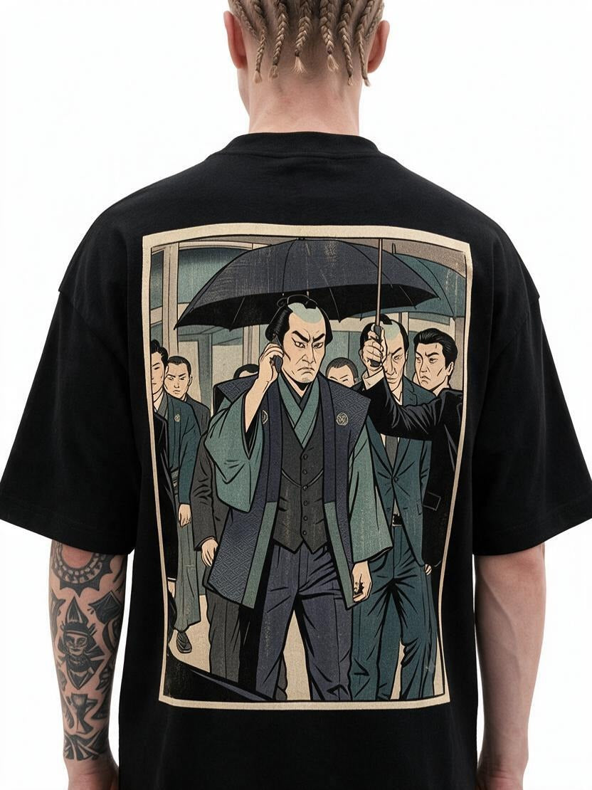 Rain Clan oversized tee by IKIINK - print close-up