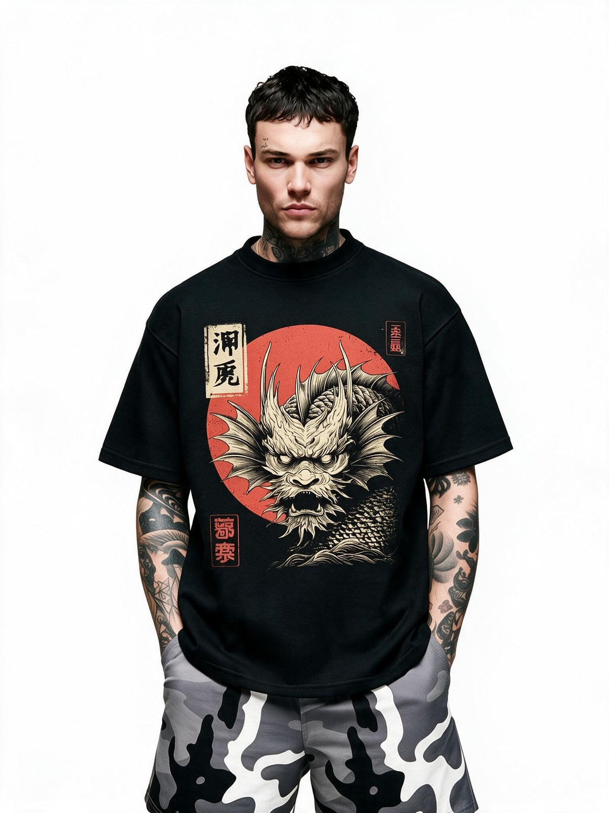 Ryu Sun Dragon oversized tee by IKIINK - front
