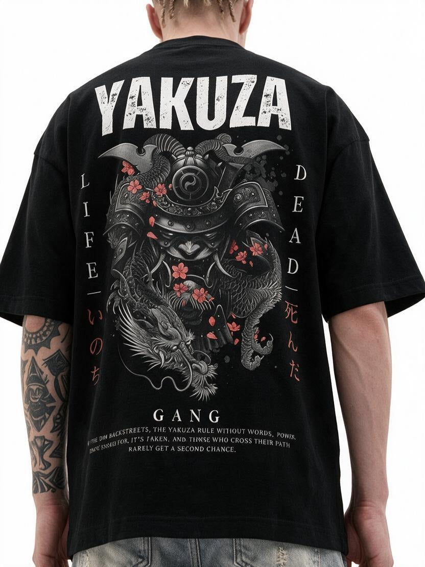 Yakuza Life or Death oversized tee by IKIINK - print close-up
