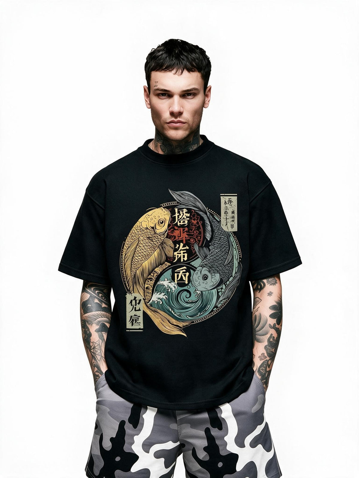 Yin Yang Koi oversized tee by IKIINK - front